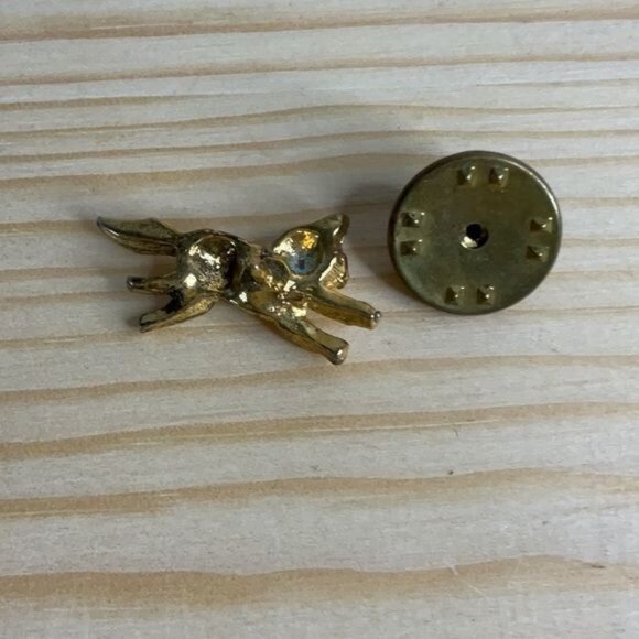 Minimalist Gold Tone Cat Lover Kitty Pin Brooch - Picture 3 of 4